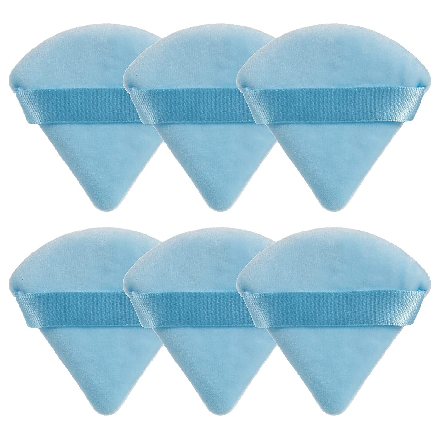 MOTZU 6 Pieces Pure Cotton Powder Puff, Made of Cotton Velour in Triangle Wedge Shape Designed for Contouring, under Eyes and Corners, 2.76 Inch Normal Size, with Strap, Makeup Tool for Cosmetic Health & Beauty > Personal Care > Cosmetics > Cosmetic Tools > Makeup Tools MOTZU Blue  
