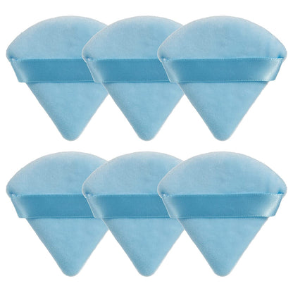MOTZU 6 Pieces Pure Cotton Powder Puff, Made of Cotton Velour in Triangle Wedge Shape Designed for Contouring, under Eyes and Corners, 2.76 Inch Normal Size, with Strap, Makeup Tool for Cosmetic Health & Beauty > Personal Care > Cosmetics > Cosmetic Tools > Makeup Tools MOTZU Blue  