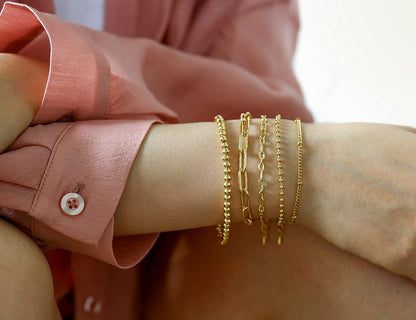 Gold Chain Bracelet Sets for Women Girls 14K Gold Plated Dainty Link Paperclip Bracelets Stake Adjustable Layered Metal Link Bracelet Set Fashion Jewelry Apparel & Accessories > Jewelry > Bracelets CONRAN KREMIX   