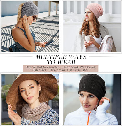 SATINIOR 5 Pieces Women'S Slouchy Beanie Hat Baggy Skull Sleep Cap Turban Headwear Apparel & Accessories > Clothing Accessories > Hats SATINIOR   