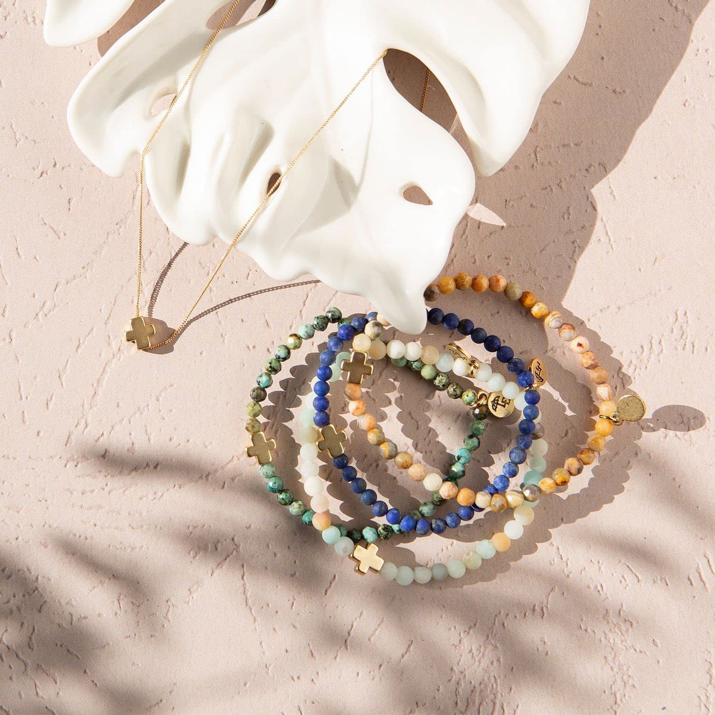 Lenny & Eva Faith over Fear Cross Stretchable Bracelets for Women, Inspirational Jewelry with Message on Card Apparel & Accessories > Jewelry > Bracelets Lenny & Eva   