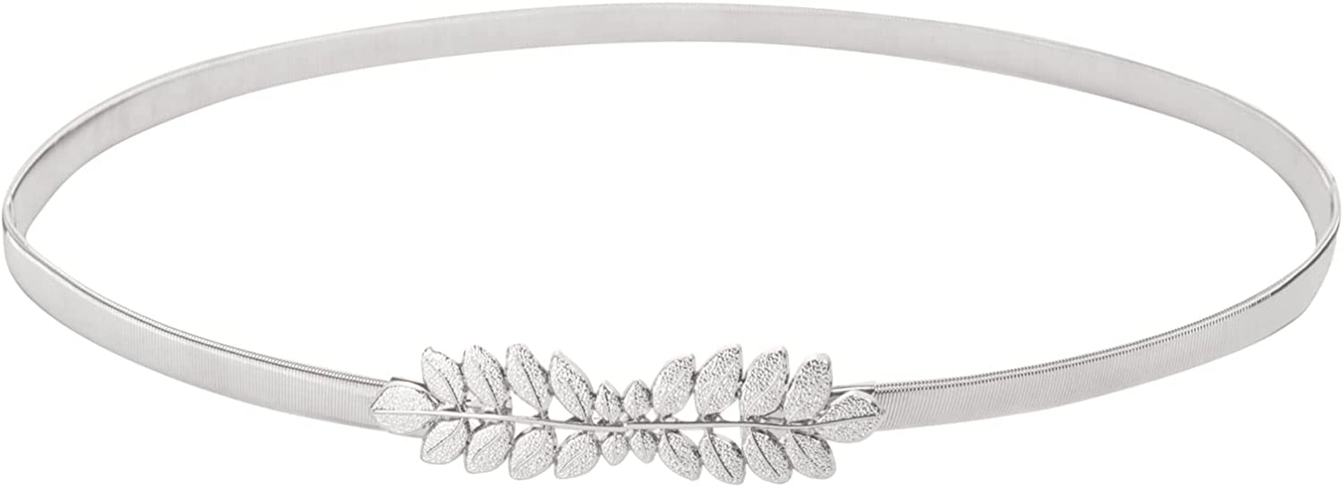 GRACE KARIN Women Skinny Metal Cinch Belt Gold Waistband Elastic Waist Belt CL633 Apparel & Accessories > Clothing Accessories > Belts GRACE KARIN Silver-leaf Large 