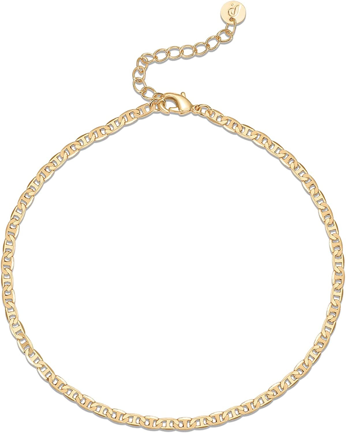PAVOI 14K Gold Plated Charm Link Flat Gold Anklets for Women Apparel & Accessories > Jewelry > Anklets PAVOI Mariner yellow plated 