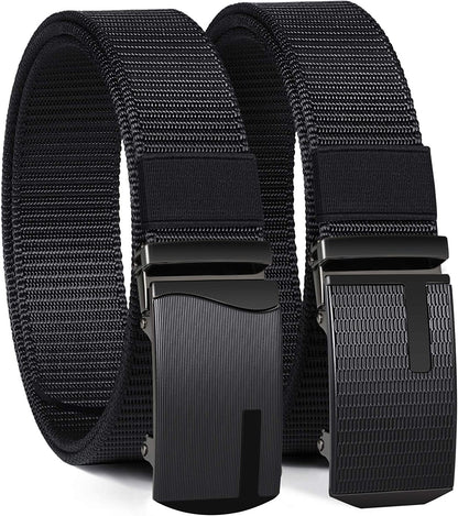 ITIEZY Men'S Nylon Ratchet Belt 2Pack, Adjustable Web Military Tactical Belt with Automatic Slide Buckle, Trim to Fit Apparel & Accessories > Clothing Accessories > Belts ITIEZY   
