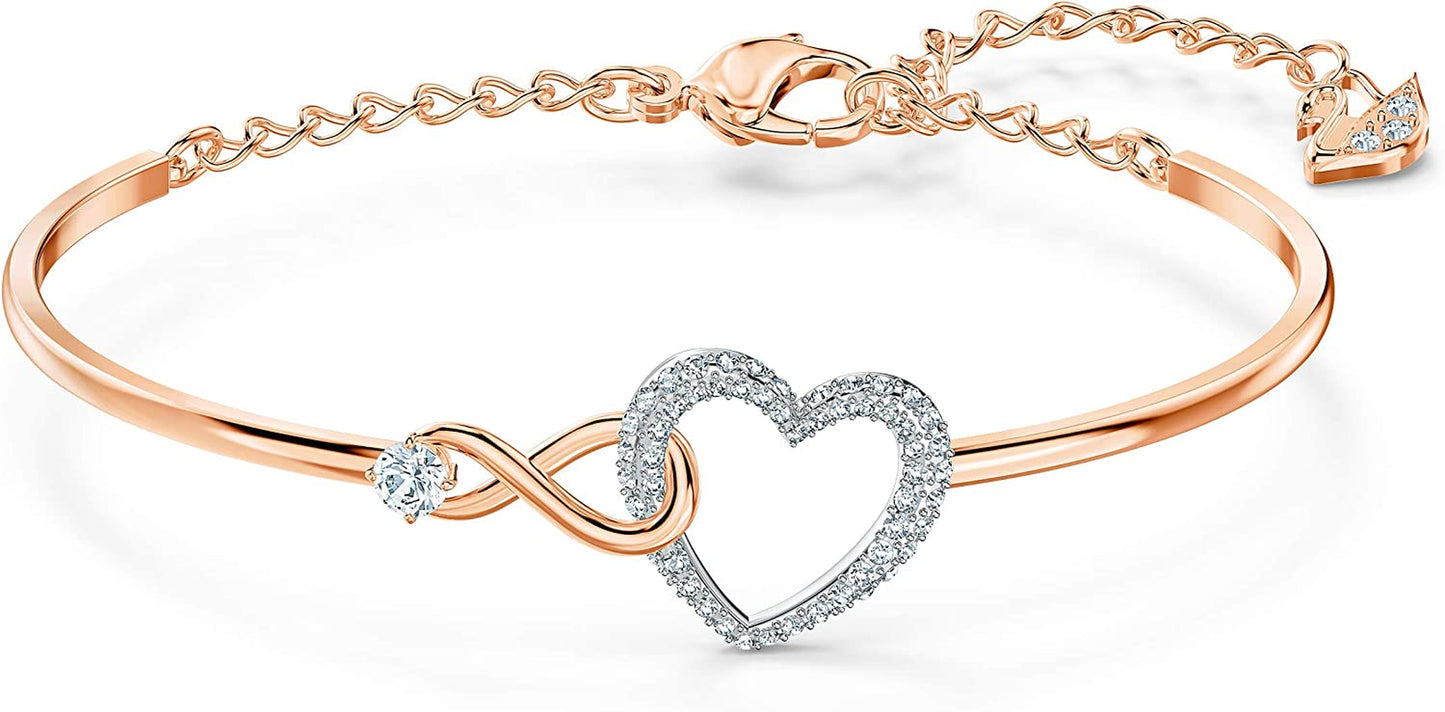 SWAROVSKI Infinity Heart Jewelry Collection, Rose Gold & Rhodium Tone Finish, Clear Crystals Apparel & Accessories > Jewelry > Bracelets SWAROVSKI Bangle Bracelet  