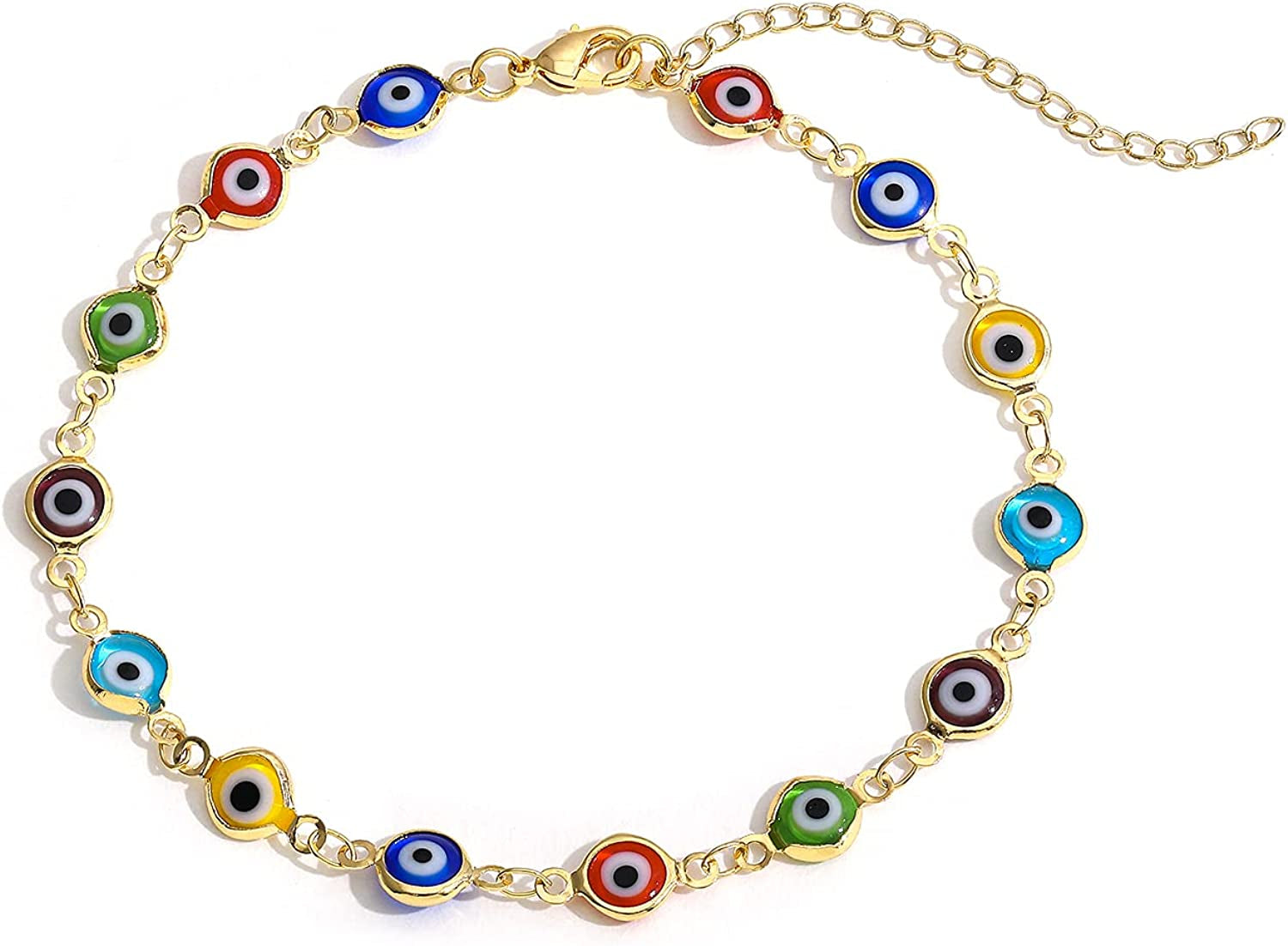 SLOONG Evil Eye Anklet Bracelet for Women Girls 14K Gold Plated Beach Foot Anklet Bracelet Summer Jewelry Beads Anklet Set, Adjustabe Size Apparel & Accessories > Jewelry > Anklets SLOONG Eye Beads  