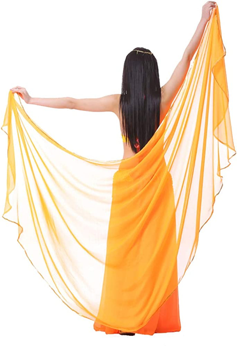 Lightweight Semicircle Chiffon Hand Scarf Belly Dance Costume Outfit Hip Scarf Sequin Trim Shawls Veils Apparel & Accessories > Clothing Accessories > Scarves & Shawls SHOWYOU Neon Orange  