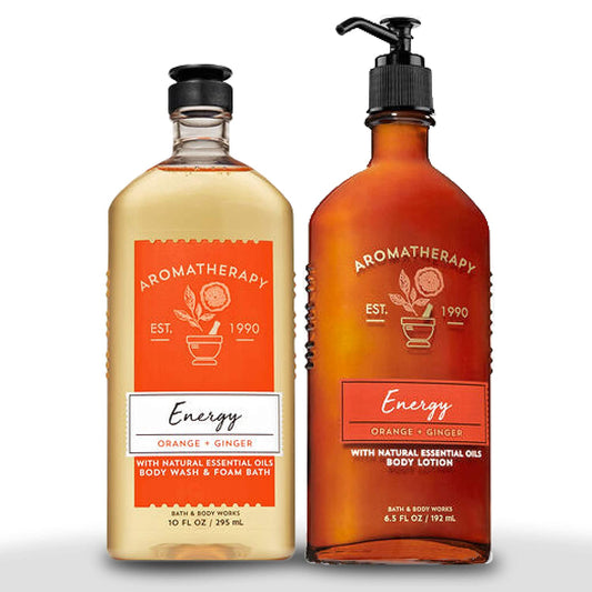 Bath & Body Works Aromatherapy Energy - Orange + Ginger Body Lotion, 6.5 Fl Oz + Body Wash & Foam Bath, 10 Fl Oz Health & Beauty > Personal Care > Cosmetics > Bath & Body Bath & Body Works Orange Ginger  