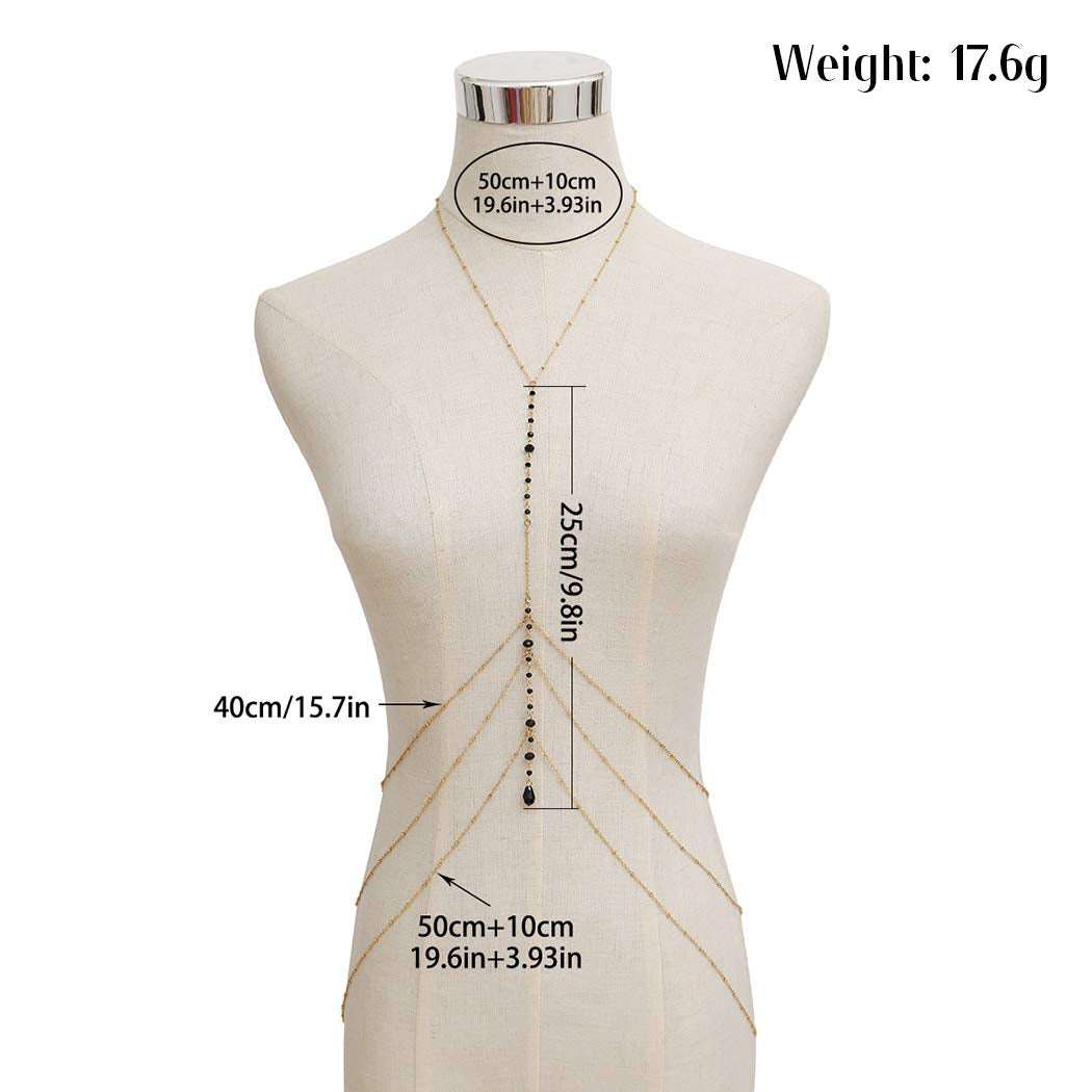 Cosydays Sexy Belly Chain Gold Rhinestone Harness Body Chain Beach Bikini Chains Waist Nightclub Body Chain Jewelry for Women and Girls (A-Rhinestone) Apparel & Accessories > Jewelry > Body Jewelry COSYDAYS   