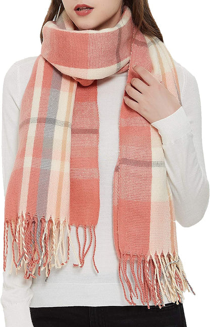 Wander Agio Women'S Fashion Long Shawl Big Grid Winter Warm Lattice Large Scarf Apparel & Accessories > Clothing Accessories > Scarves & Shawls Wander Agio Orange 2  