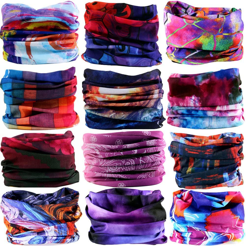 DEMIL 6PCS/8PCS/12PCS Seamless Headband Bandanas Headwear for Men&Women Scarf Apparel & Accessories > Clothing Accessories > Headwear Demil Sports 12pcs-circle  