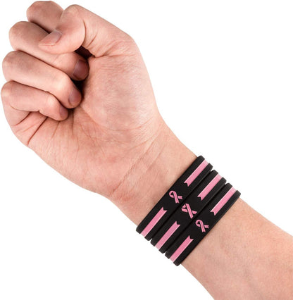 Sainstone Pink Awareness Ribbon Silicone Bracelets, Mental Health Awareness Bracelet, Pink Ribbon Wristbands Unisex for Men Women Apparel & Accessories > Jewelry > Bracelets Sainstone   