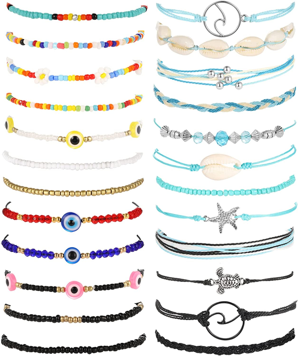 Gold Ankle Bracelets for Women, Girls Boho Anklet Bracelet Set, Silver Butterfly Foot Chains, Womens Adjustable Cute Anklets Apparel & Accessories > Jewelry > Anklets iF YOU Style 7-colorful beaded & string anklet  