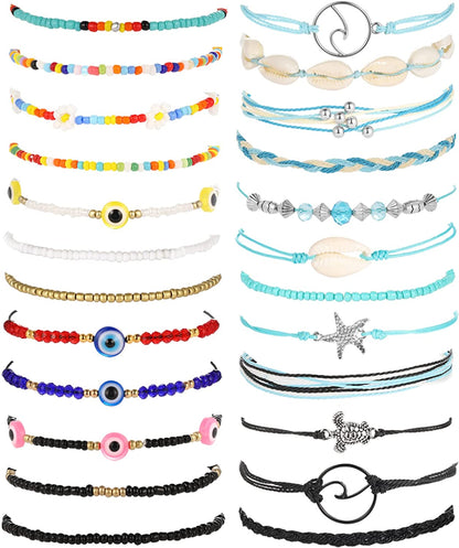 Gold Ankle Bracelets for Women, Girls Boho Anklet Bracelet Set, Silver Butterfly Foot Chains, Womens Adjustable Cute Anklets Apparel & Accessories > Jewelry > Anklets iF YOU Style 7-colorful beaded & string anklet  
