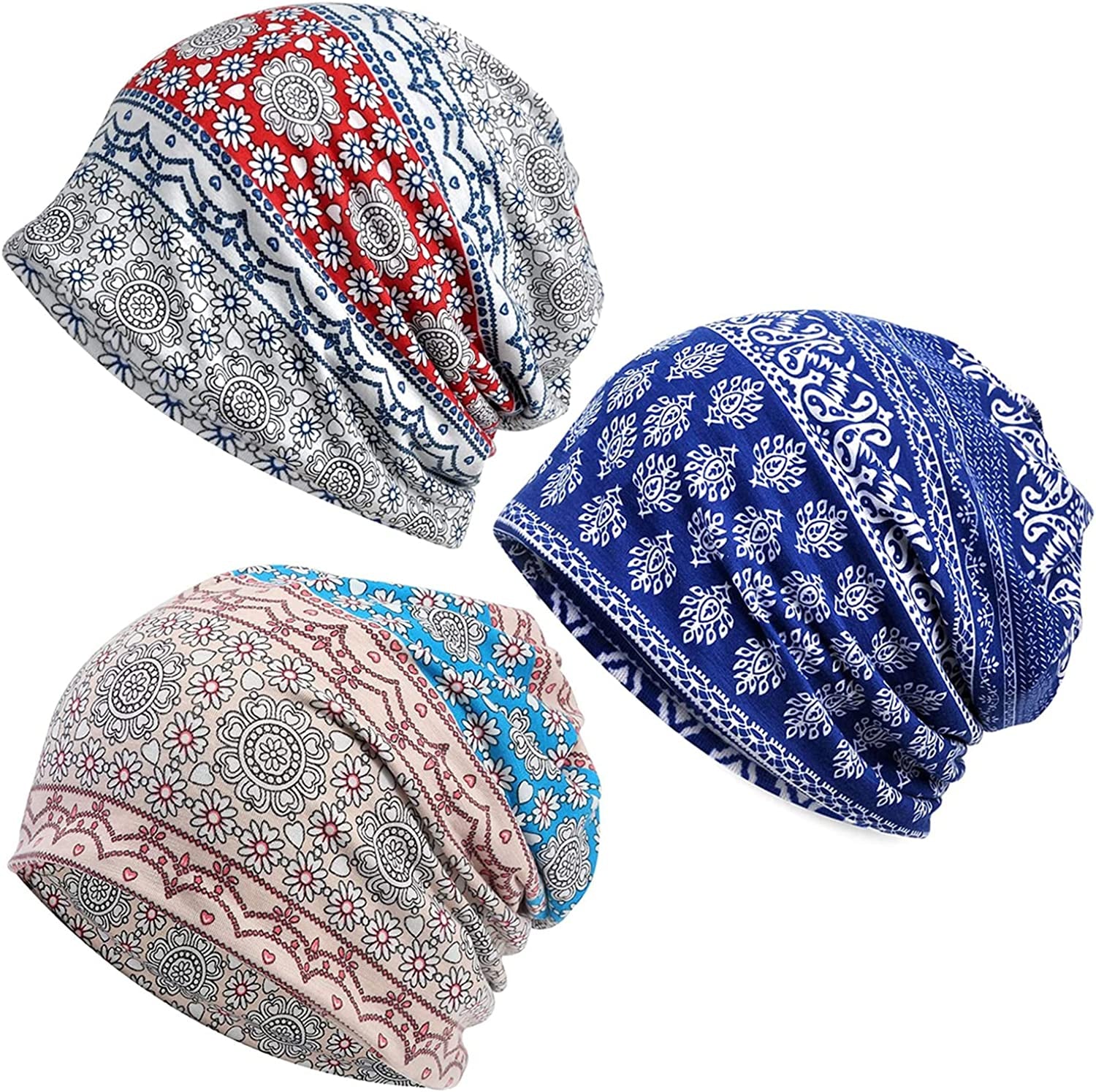 Kayier Women'S Baggy Casual Chemo Beanie Hats Headwear Caps Apparel & Accessories > Clothing Accessories > Headwear Kayier 3 Pack-u  