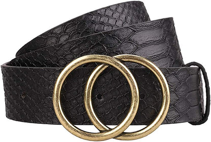 Earnda Women'S Leather Belt Fashion Soft Faux Leather Waist Belts for Jeans Dress Apparel & Accessories > Clothing Accessories > Belts Earnda Black-s Small: fits waist from 27"-30" 