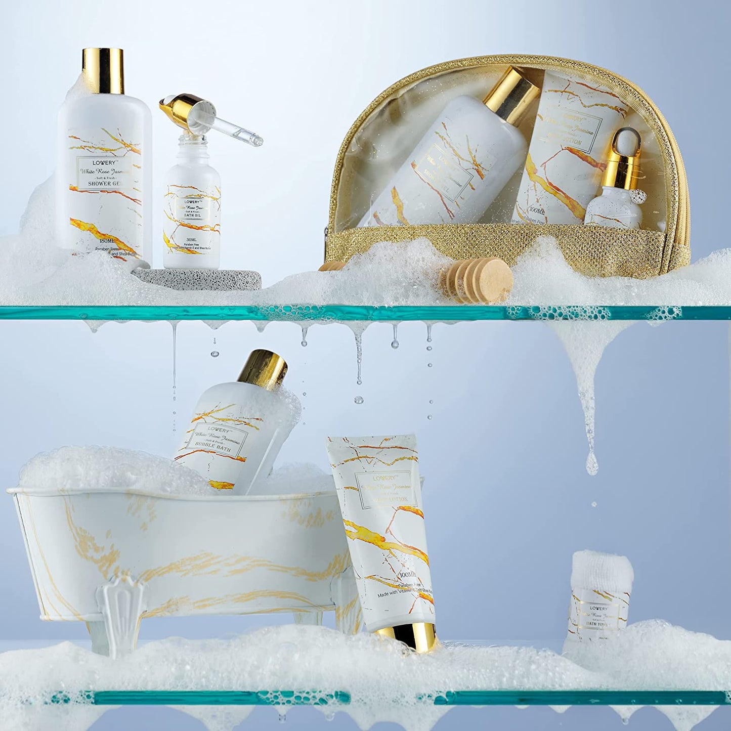 Spa Gifts for Women, Relaxation Gifts for Her, Bath and Body Gift Set, White Rose Jasmin Spa Kit, Self Care Gifts for Women & Men - Thank You, Birthday, Unique, Personalized Gifts for Mom, Best Friend Health & Beauty > Personal Care > Cosmetics > Bath & Body LOVERY   