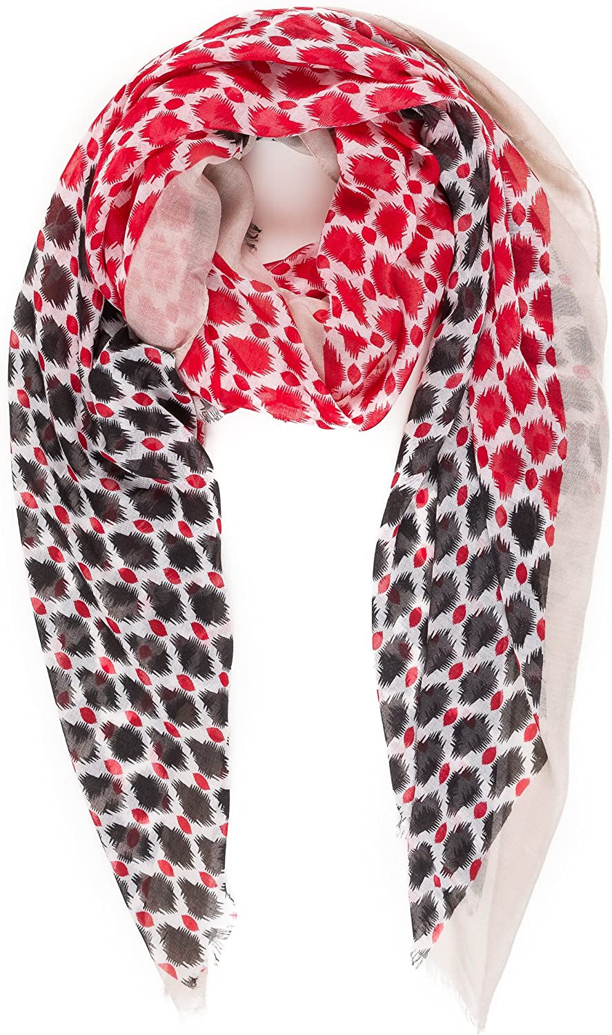 Scarf for Women Lightweight Geometric Fashion Spring Fall Winter Scarves Shawl Wraps Apparel & Accessories > Clothing Accessories > Scarves & Shawls MELIFLUOS DESIGNED IN SPAIN Madrid Collections 13 - Black Beige Leopard  
