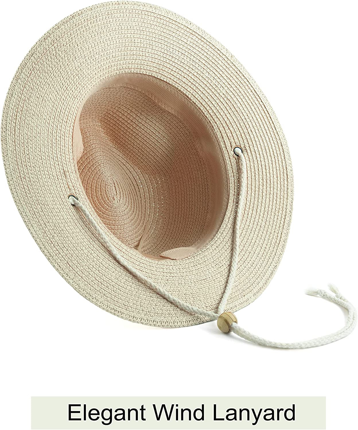 Koreshion Women Straw Panama Hat Summer Wide Brim Fedora Cap Beach Sun Hats UPF50+ Apparel & Accessories > Clothing Accessories > Hats Koreshion   