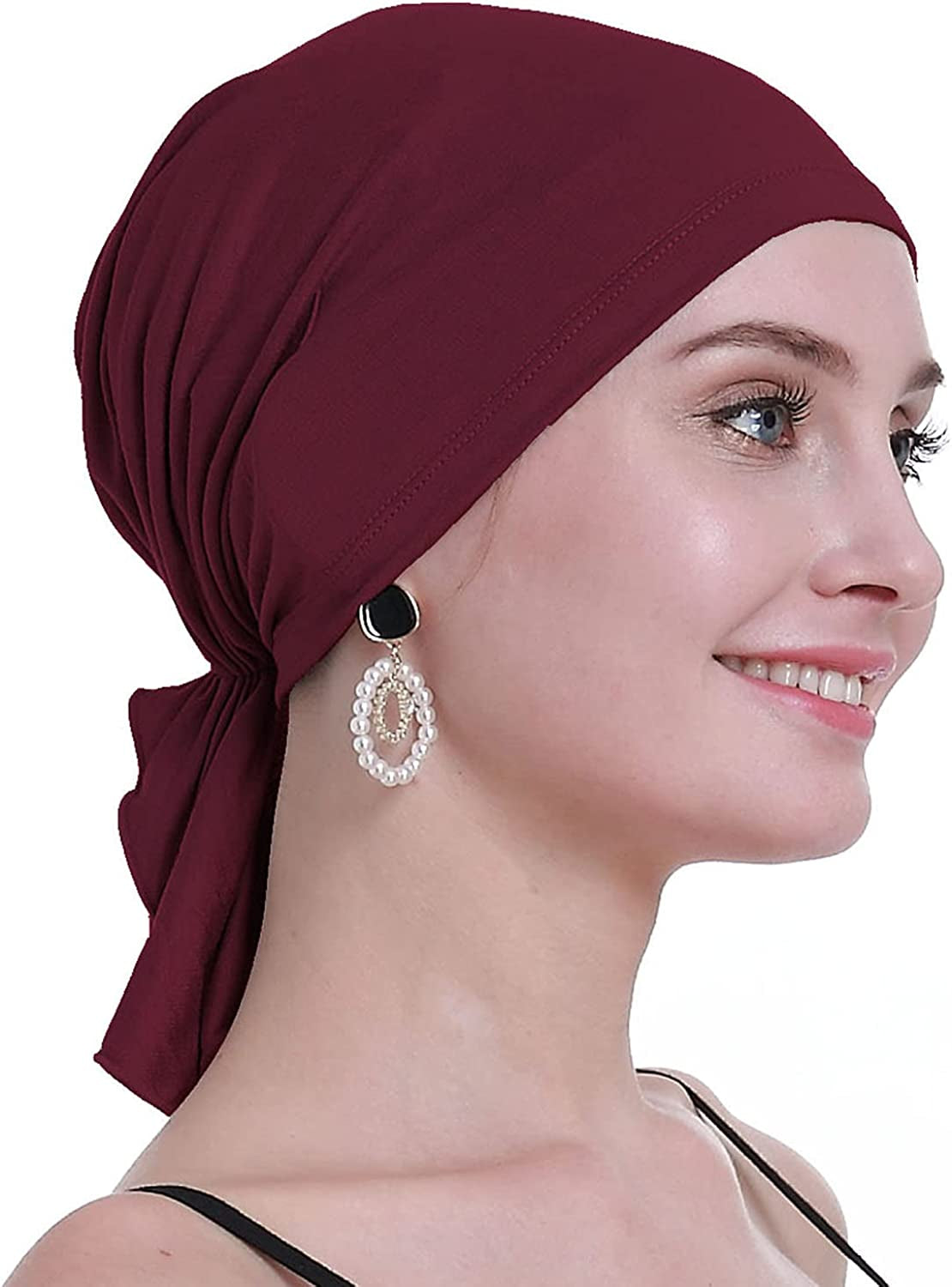 Osvyo Bamboo Chemo Headscarf for Women Hair Loss - Cancer Slip on Headwear Turbans Sealed Packaging Apparel & Accessories > Clothing Accessories > Headwear osvyo Bamboo Wine One Size 