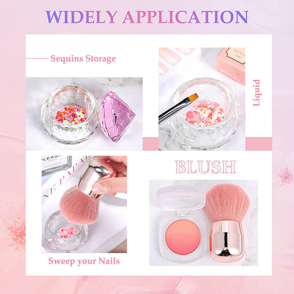 Nail Dust Brush Nail Powder Brush Nail Art Cleaning Brush Acrylic Duster Brush, Nail Dappen Dish Glass Dappen Dish with Lid Glass Nail Cup Nail Glassware for Women Girls Nail Art Manicure Tools, Pink Health & Beauty > Personal Care > Cosmetics > Cosmetic Tools > Nail Tools CHENGU   