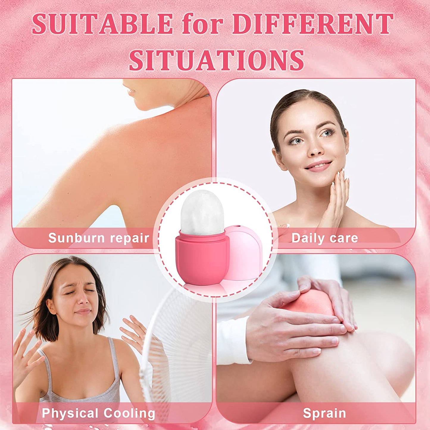 Ice Roller for Face Eye and Neck, Esznuoky Facial Beauty Ice Mold for Brighten Skin & Enhance Your Natural Glow, Cold Therapy Massage Tool for Shrink Pores, Reduce Acne (Pink) Health & Beauty > Personal Care > Cosmetics > Cosmetic Tools > Skin Care Tools Esznuoky   