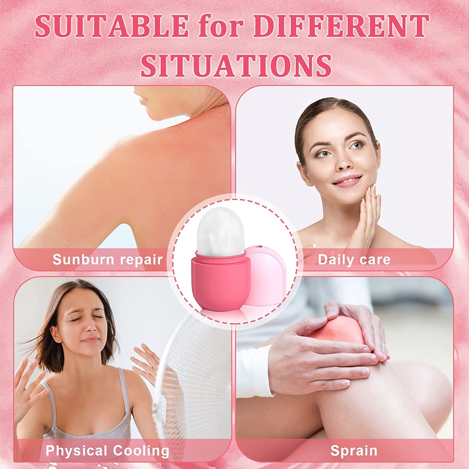 Ice Roller for Face Eye and Neck, Esznuoky Facial Beauty Ice Mold for Brighten Skin & Enhance Your Natural Glow, Cold Therapy Massage Tool for Shrink Pores, Reduce Acne (Pink) Health & Beauty > Personal Care > Cosmetics > Cosmetic Tools > Skin Care Tools Esznuoky   