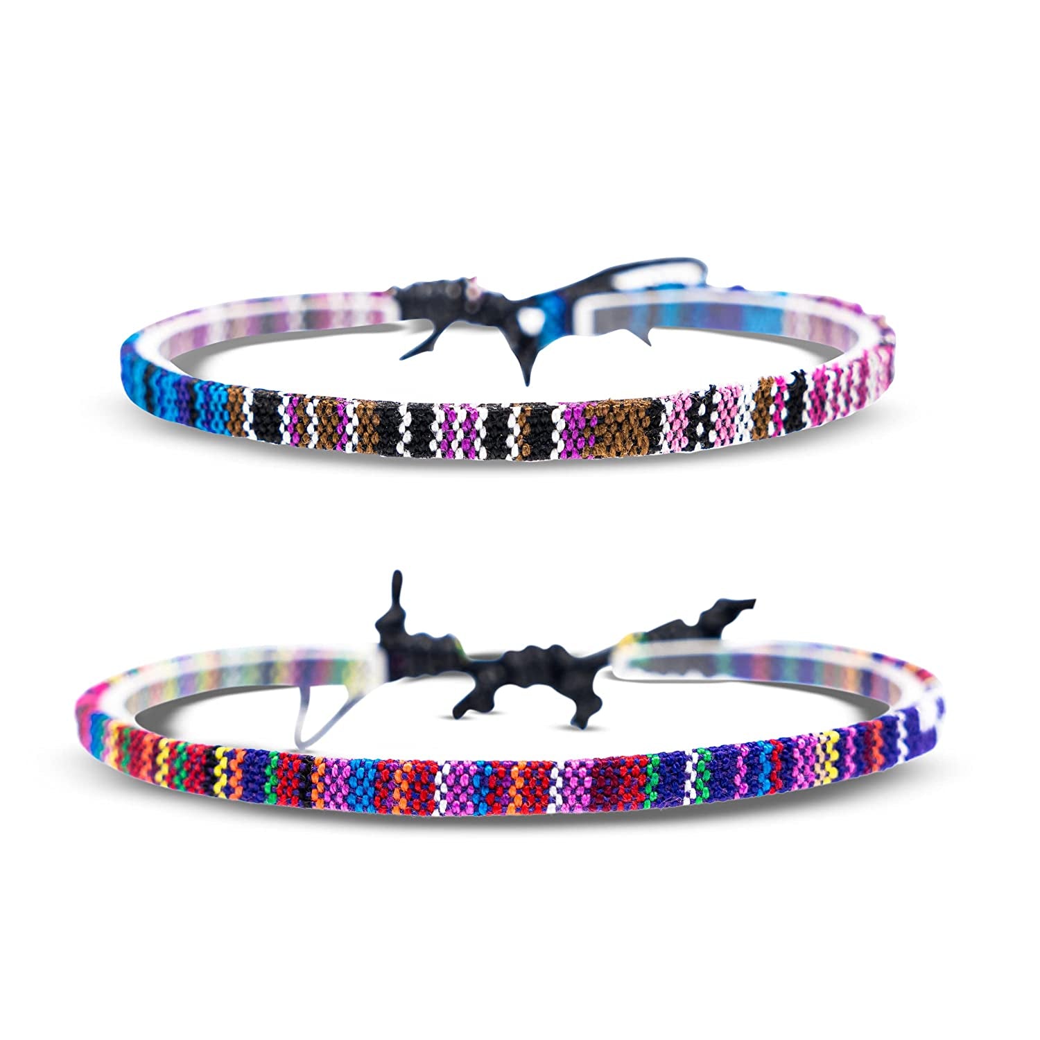 Surfer Beach Bracelet Set Men & Women - Braided Boho Summer Bracelets - Handmade Festival Jewelry - 100% Waterproof & Adjustable - Friendship Gift - Ethnic Hippie Style (Black & Ruby Red) Apparel & Accessories > Jewelry > Bracelets Made by Nami Purple & Deep Multi  