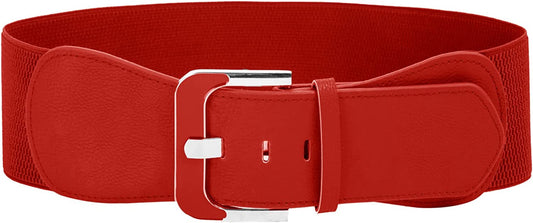 GRACE KARIN Women'S PU Leather Wide Waist Belt for Dress Decorative Cinch Belt Single Prong Buckle Elastic Waist Belts Apparel & Accessories > Clothing Accessories > Belts GRACE KARIN Red Small 