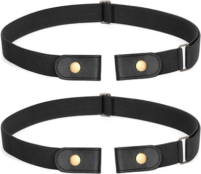 No Buckle Stretch Belt for Women Men Elastic Waist Belt up to 72 Inch for Jeans Pants Apparel & Accessories > Clothing Accessories > Belts WERFORU B-black-2 Pack Pants Size 23"-30" 