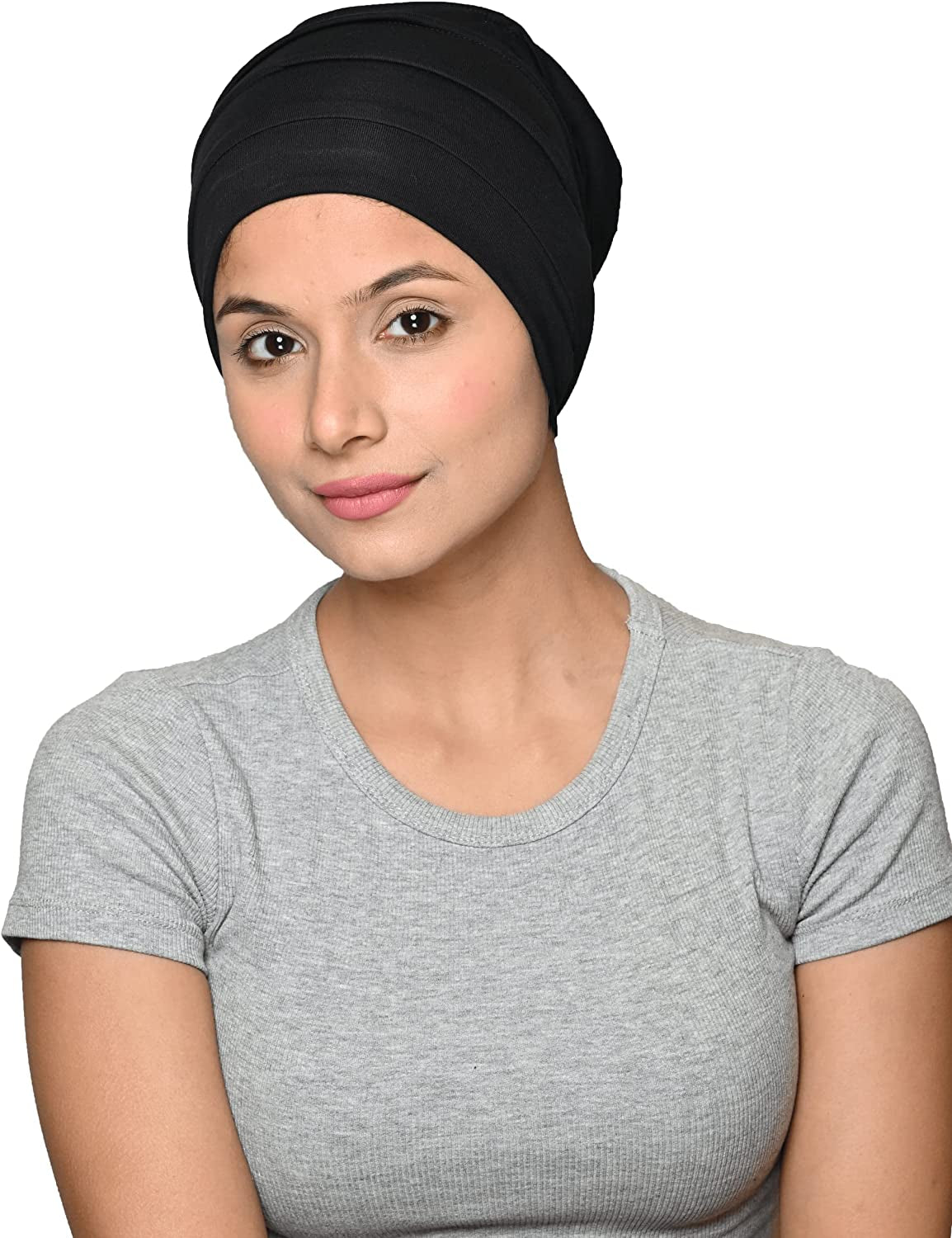 SAKUCHI Chemo Silky Soft Slouchy Snood Bamboo Cap Beanie, for Women Cancer Hair Loss Turban Apparel & Accessories > Clothing Accessories > Headwear SAKUCHI Black  