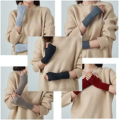 Facecozy Wool Blend Fingerless Gloves for Women Arm Warmers Unisex Half Finger Typing Gloves Mittens Apparel & Accessories > Clothing Accessories > Gloves & Mittens Facecozy   