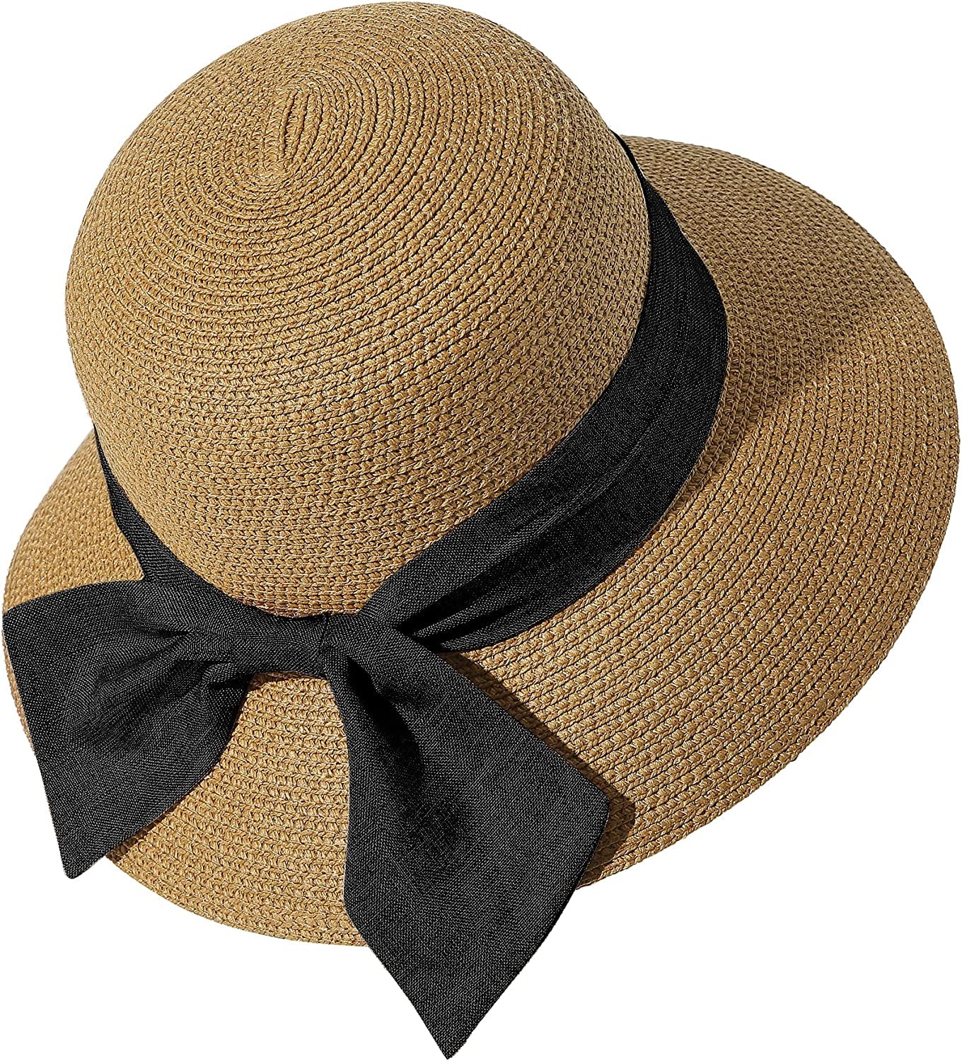 Lanzom Summer Sun Hats for Women Lady Wide Brim Straw Hat Beach Hat UPF Foldable Packable Cap for Travel Outdoor Apparel & Accessories > Clothing Accessories > Hats Lanzom Khaki Large 