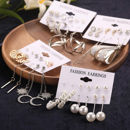 Fashion Earrings for Women Girls, Funtopia 68 Pairs Drop Dangle Earrings, Statement Stud Earrings Pearl Earrings Set for Party Jewelry Gift (Gold and Silver) Apparel & Accessories > Jewelry > Earrings Funtopia   