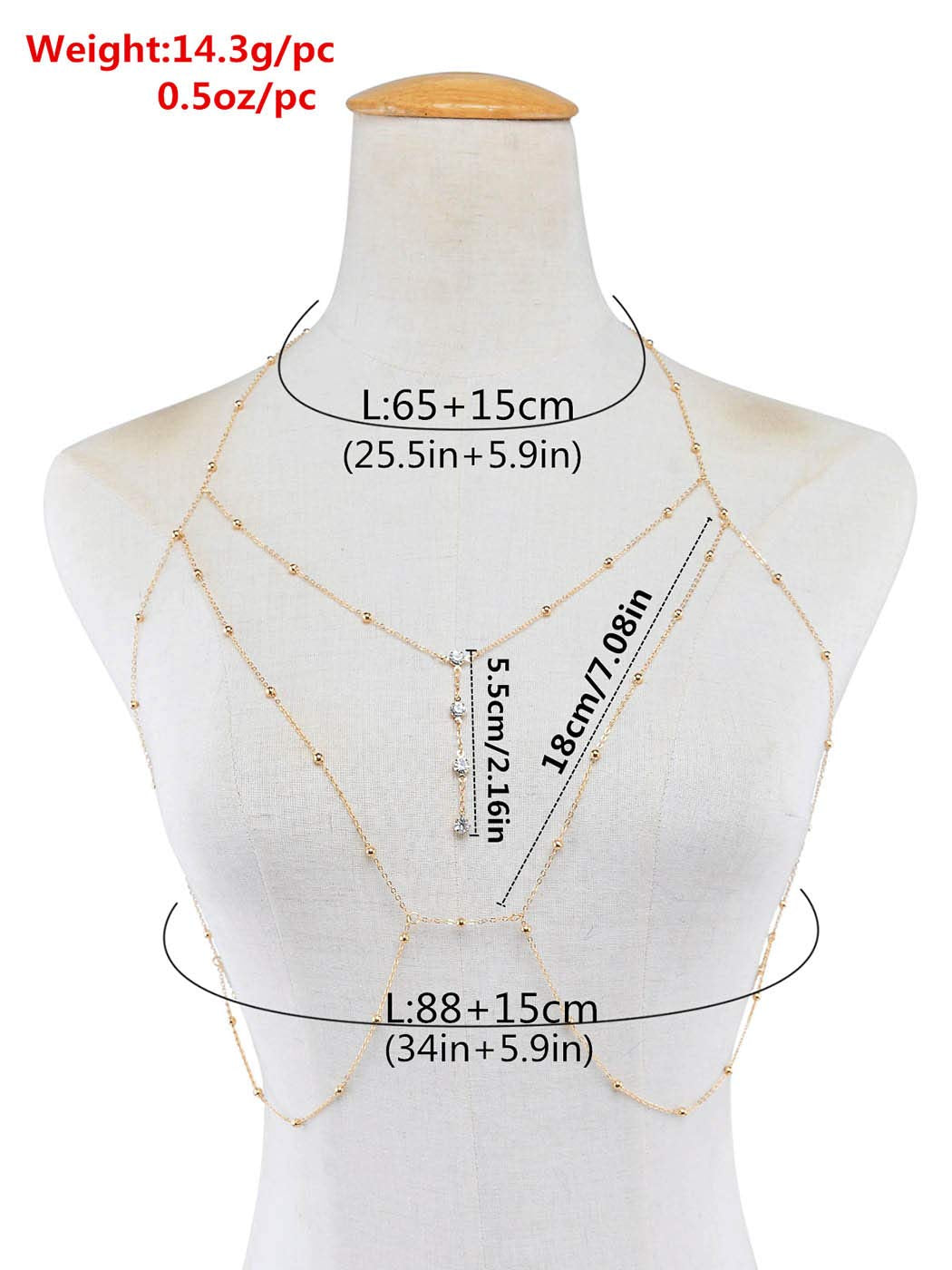 Asooll Crystal Rhinestone Bead Body Chain Harness Body Jewelry Bikini Bra Infinite Personality Body Chain Accessories for Women and Girls (Gold) Apparel & Accessories > Jewelry > Body Jewelry Asooll   