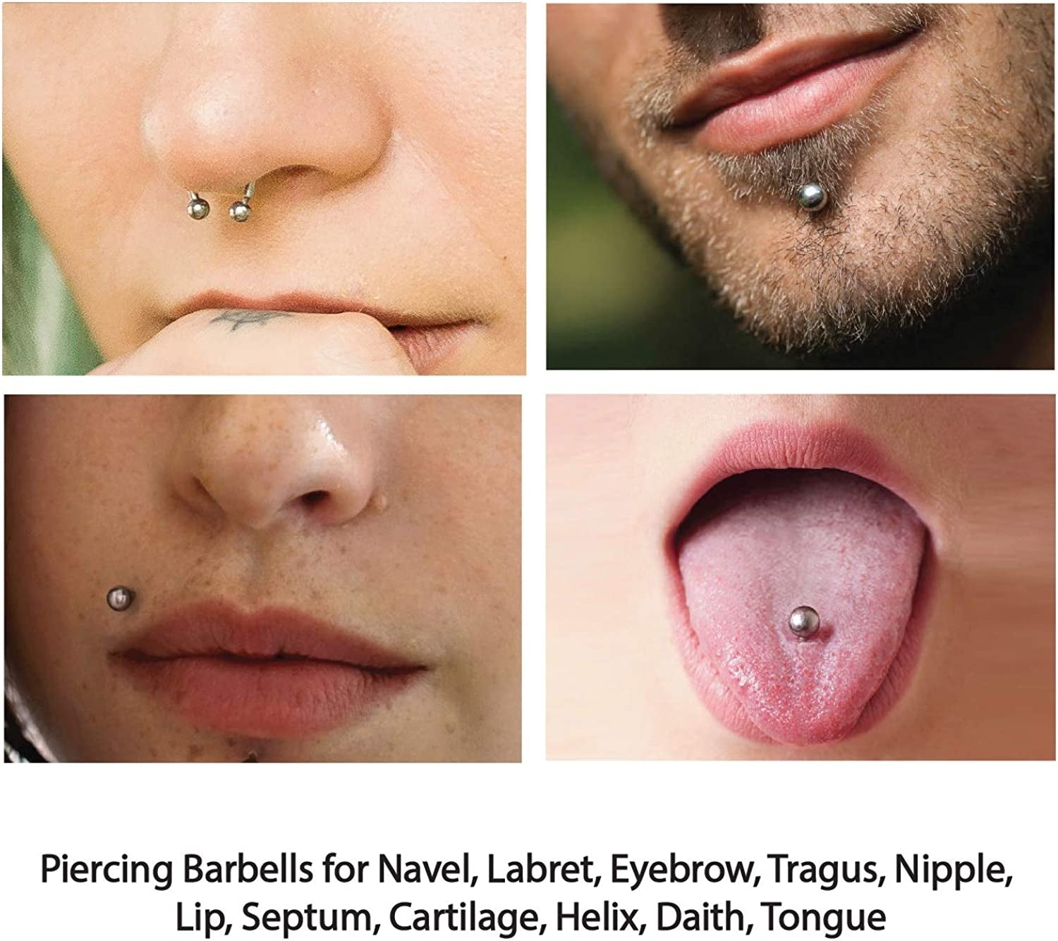 Bodyj4You 20PC Pro Piercing Kit BCR CBR Belly Labret Tragus Nipple Nose Lip 14G Steel Jewelry Apparel & Accessories > Jewelry > Body Jewelry BodyJ4You   