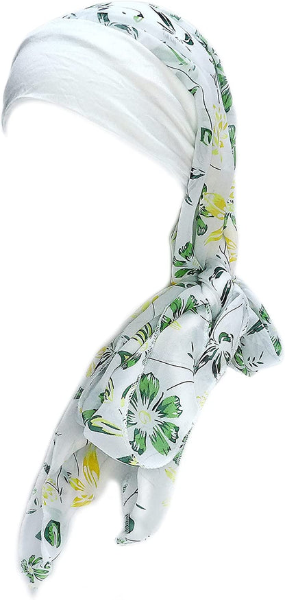 Headwear for Women Sleep Beanie Head Scarf for Bald Wraps Cancer Hats Turbans Apparel & Accessories > Clothing Accessories > Headwear Gragengs White/Green Flower  