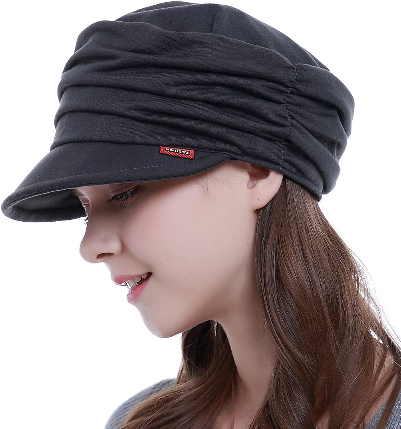 Auemdrey Fashion Hat Cap with Brim Visor for Woman Ladies, Best for Daily Use Apparel & Accessories > Clothing Accessories > Hats Auemdrey Dark Grey  