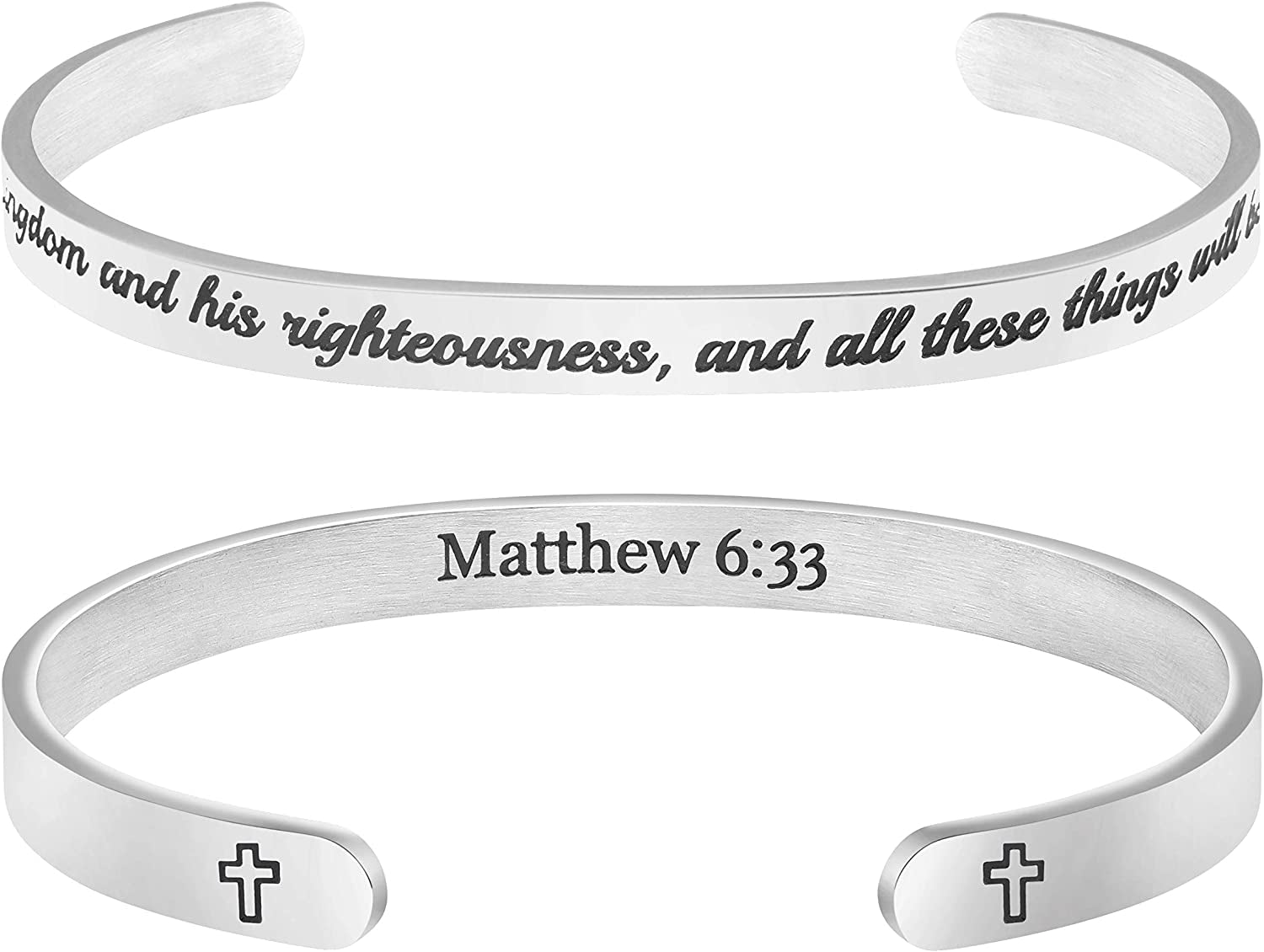 Christian Bracelets for Women Inspirational Gifts Bible Verse Religious Faith Jewelry Cuff Bracelet Mothers Day Christmas Birthday Jewelry for Her Mother Daughter Apparel & Accessories > Jewelry > Bracelets Memgift Matthew 6:33-But seek first the kingdom of god and his righteousness  