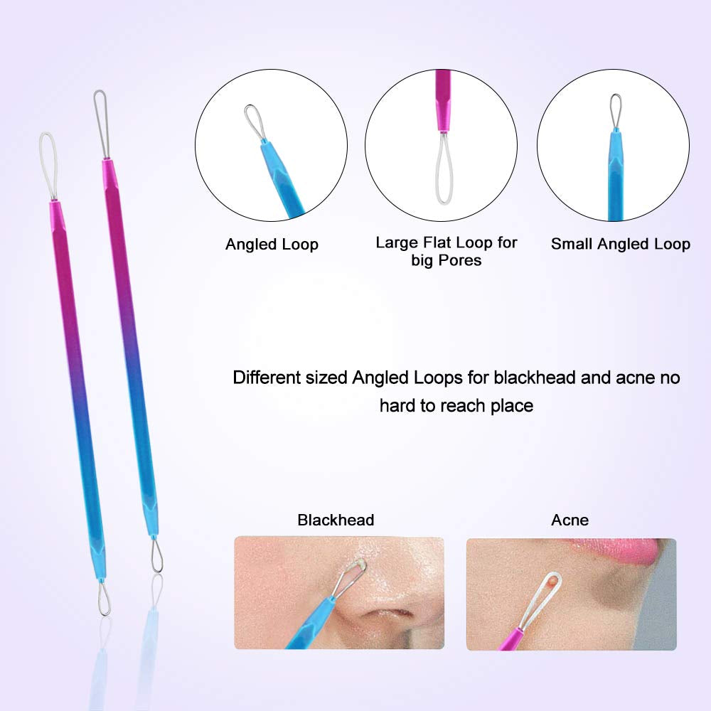 Blackhead Remover Tool Kit, Aooeou 10 Pcs Professional Pimple Popper Tool -Treatment for Pimples, Blackheads, Blemish, Zit Removing, Forehead and Nose(Colorful) Health & Beauty > Personal Care > Cosmetics > Cosmetic Tools > Skin Care Tools Aooeou   