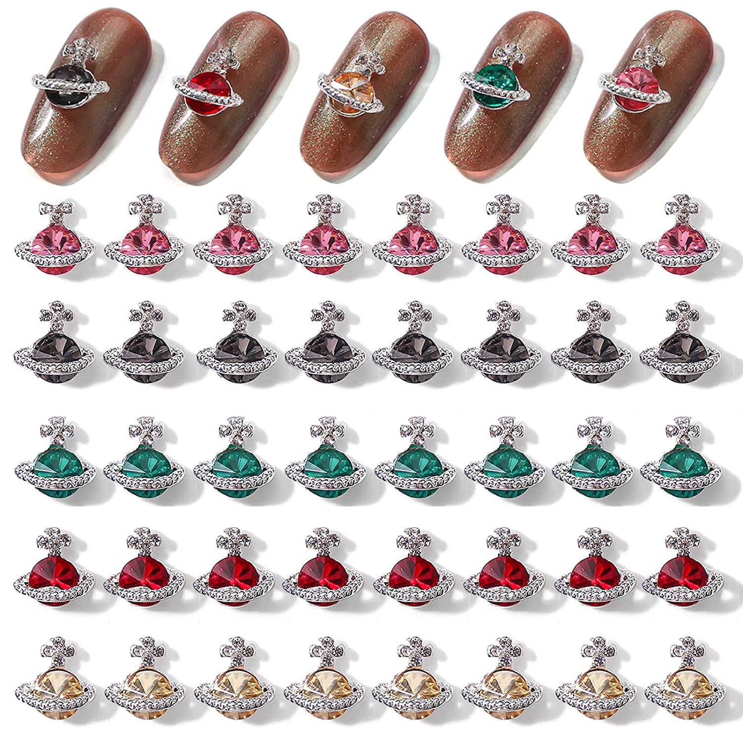 Kalolary Letter Dangle Nail Charm, 3D Piercing Alphabet Rhinestone Alloy Jewelry Hoops with Nail Piercing Tool Hand Drill for Birthday Nail Art Decoration Health & Beauty > Personal Care > Cosmetics > Cosmetic Tools > Nail Tools Kalolary 5 color  