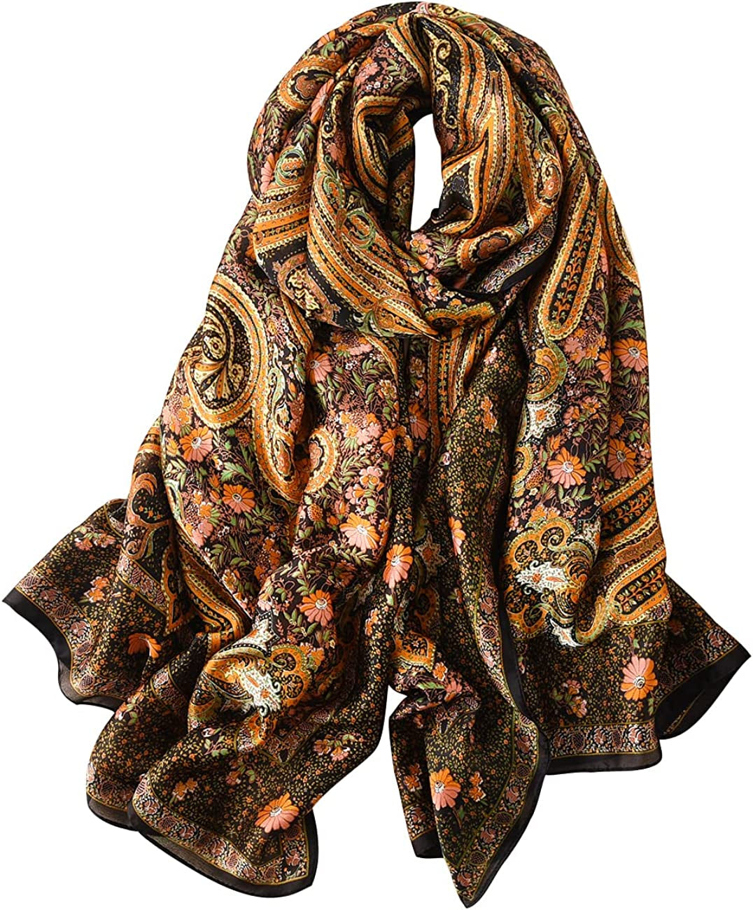 NUWEERIR Womens 100% Large Mulberry Silk Scarf Long Satin Scarf Fashion Designer Scarf Lightweight Wraps Apparel & Accessories > Clothing Accessories > Scarves & Shawls NUWEERIR 74  