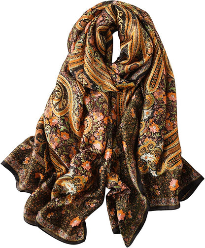 NUWEERIR Womens 100% Large Mulberry Silk Scarf Long Satin Scarf Fashion Designer Scarf Lightweight Wraps Apparel & Accessories > Clothing Accessories > Scarves & Shawls NUWEERIR 74  