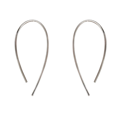 Pull through Earrings Sterling Silver Wire Open Hoops Threader Earrings Apparel & Accessories > Jewelry > Earrings Kakikaki White Gold Colored-Elliptical 1.6 Inch  