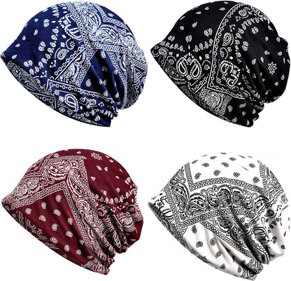 ELLEWIN Cotton Slouchy Beanie Hip-Hop Soft Lightweight Running Beanie Adult Dwarf Hats Chemo Cap for Men Women Apparel & Accessories > Clothing Accessories > Headwear Does Not Apply Opentop-b-4pk-multi02  