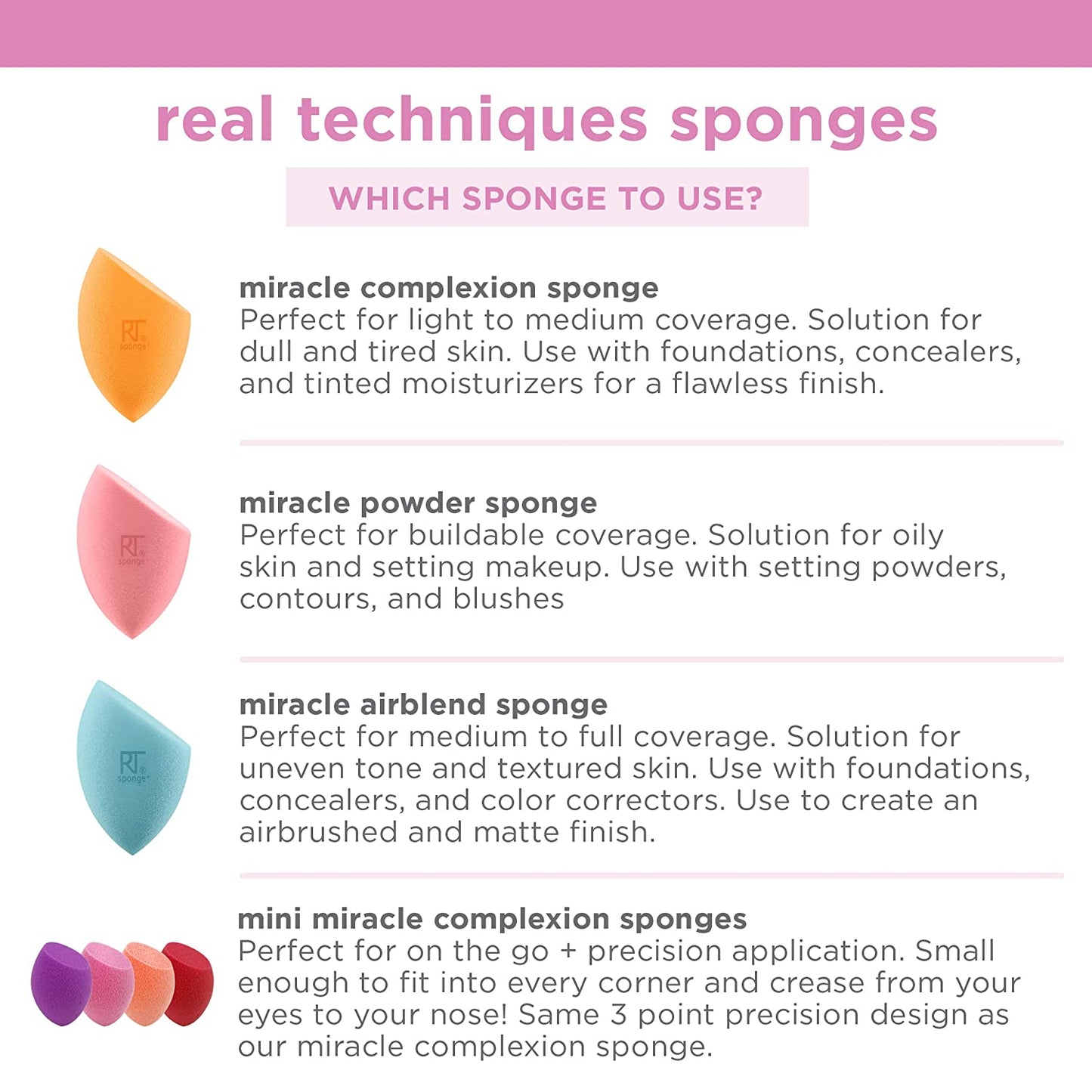Real Techniques Miracle Complexion Assorted Beauty Sponges Makeup Blender, for Blending & Sculpting, Full Coverage, Professional Makeup Tool, Cruelty Free, Vegan, Latex Free, 6 Piece Sponge Set Health & Beauty > Personal Care > Cosmetics > Cosmetic Tools > Makeup Tools Real Techniques   