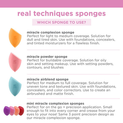 Real Techniques Miracle Complexion Assorted Beauty Sponges Makeup Blender, for Blending & Sculpting, Full Coverage, Professional Makeup Tool, Cruelty Free, Vegan, Latex Free, 6 Piece Sponge Set Health & Beauty > Personal Care > Cosmetics > Cosmetic Tools > Makeup Tools Real Techniques   