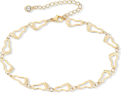 FUNEIA Gold Ankle Bracelets for Women 14K Gold Plated Anklet for Women Daisy Moon Star Evil Eye Anklet Boho Beach Foot Chain Adjustable Dainty Foot Jewelry Apparel & Accessories > Jewelry > Anklets FUNEIA foot  