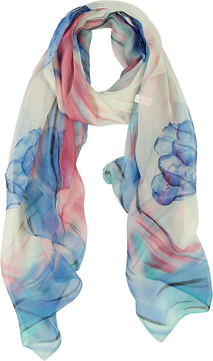 Long Chiffon Fashion Scarf - Pantonight Lightweight Chiffon Sheer for Women Apparel & Accessories > Clothing Accessories > Scarves & Shawls PANTONIGHT Blue 721  