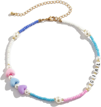 Boho Smiley Layered Beaded Necklaces with Strand Bracelet, Smile Face Star Fruits Flowers Heart Shape Beads Pearl Stackable Collar Necklace Anklet for Women Girls Vsco Summer Beach Trip Apparel & Accessories > Jewelry > Anklets Bincon F GIRL  